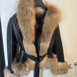 Real Fox Fur Leather Jacket