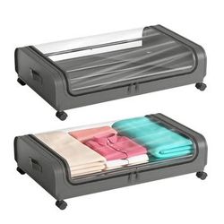 New Under Bed Storage Containers 2PACK Under Bed Storage with Wheels, Storage Bins with Lids Closet