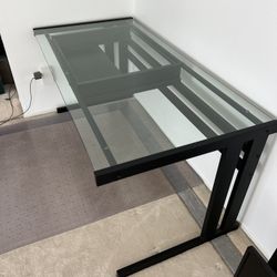 Glass And Metal Heavy Duty Computer Desk