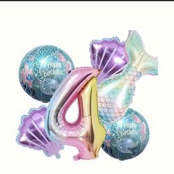 Mermaid Birthday Balloon Set - Age 4