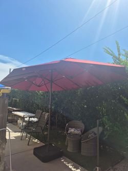 15x9” ft large double sided rectangle market umbrella patio color: burgundy base not included