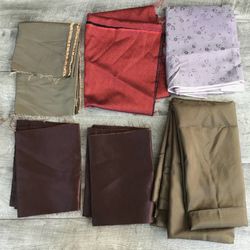 Lot 6 Synthetic Clothing Sewing Fabric Lining Large Pieces and Yardage