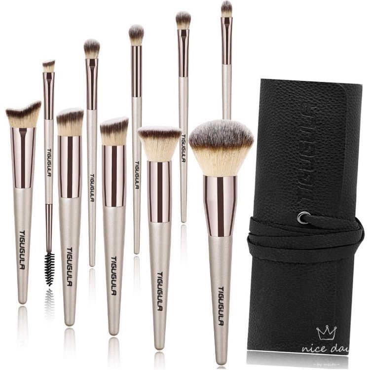 Makeup Brushes - 10 Pcs Professional Makeup Brush Set Premium Synthetic Brush Foundation Brush Powder Concealer Lip Face Eyeshadow Makeup Brush Kit C