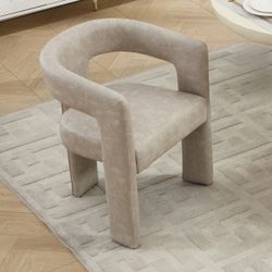 Modern Upholstered Barrel Dining Armchair, No Assembled