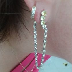 Juego De Aretes De Plata Con Zirconias Amarillas 