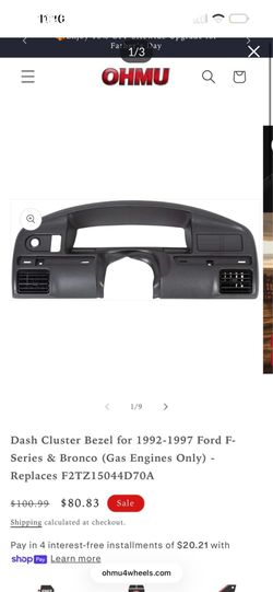 Dash Cluster Bezel for 1(contact info removed) Ford F- Series & Bronco (Gas Engines Only) - Replaces