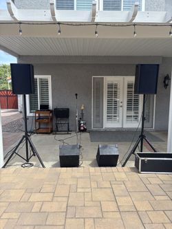 Complete PA System – Mackie Mixer, Mains, Monitors, Stands – Ready to Use