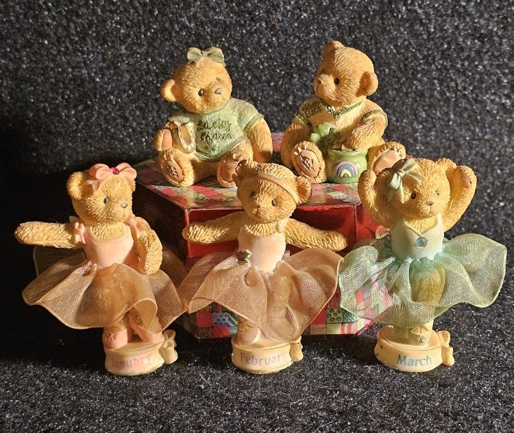 Lot of 5 Vintage Cherished Teddies (Enesco1998 & 2004) Luck & Twirls!