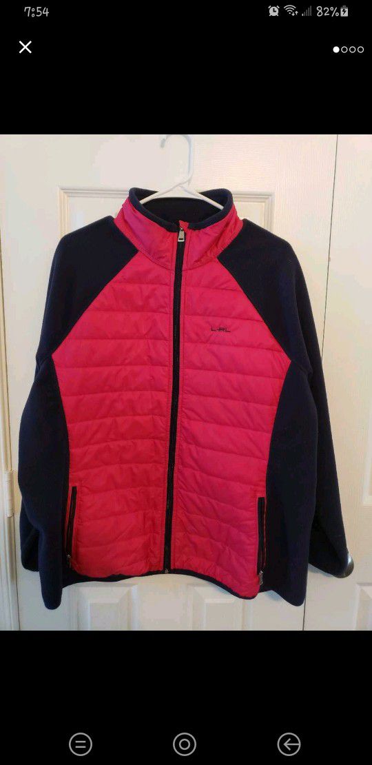 Lauren Ralph Womens Pink Blue Fleece Puffer Jacket