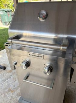 2 burner KitchenAid Propane Bbq Grill, 304 Stainless Steel construction,  very good condition, well maintained,  tank included