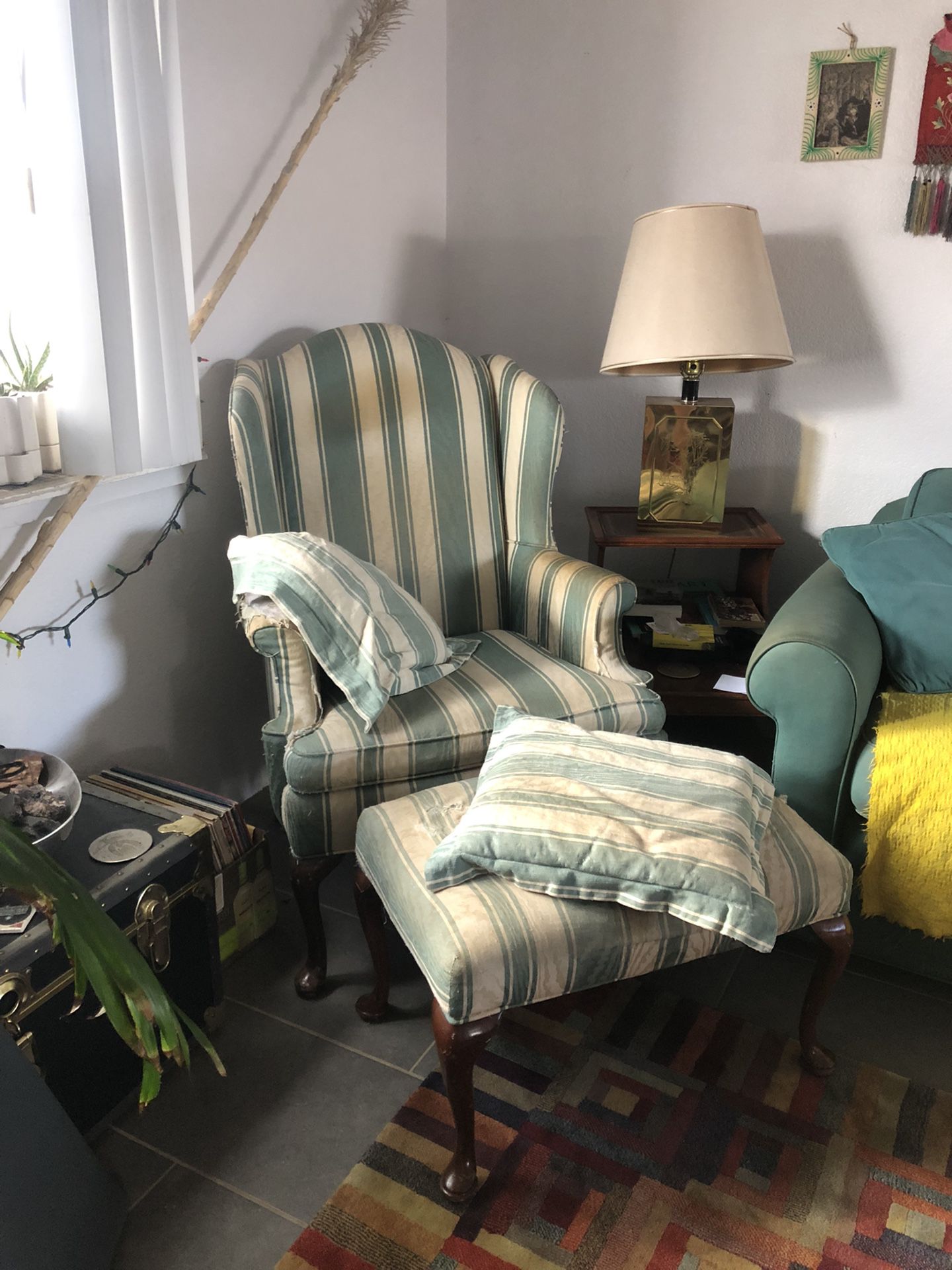 Vintage Adirondack Chair Striped Green