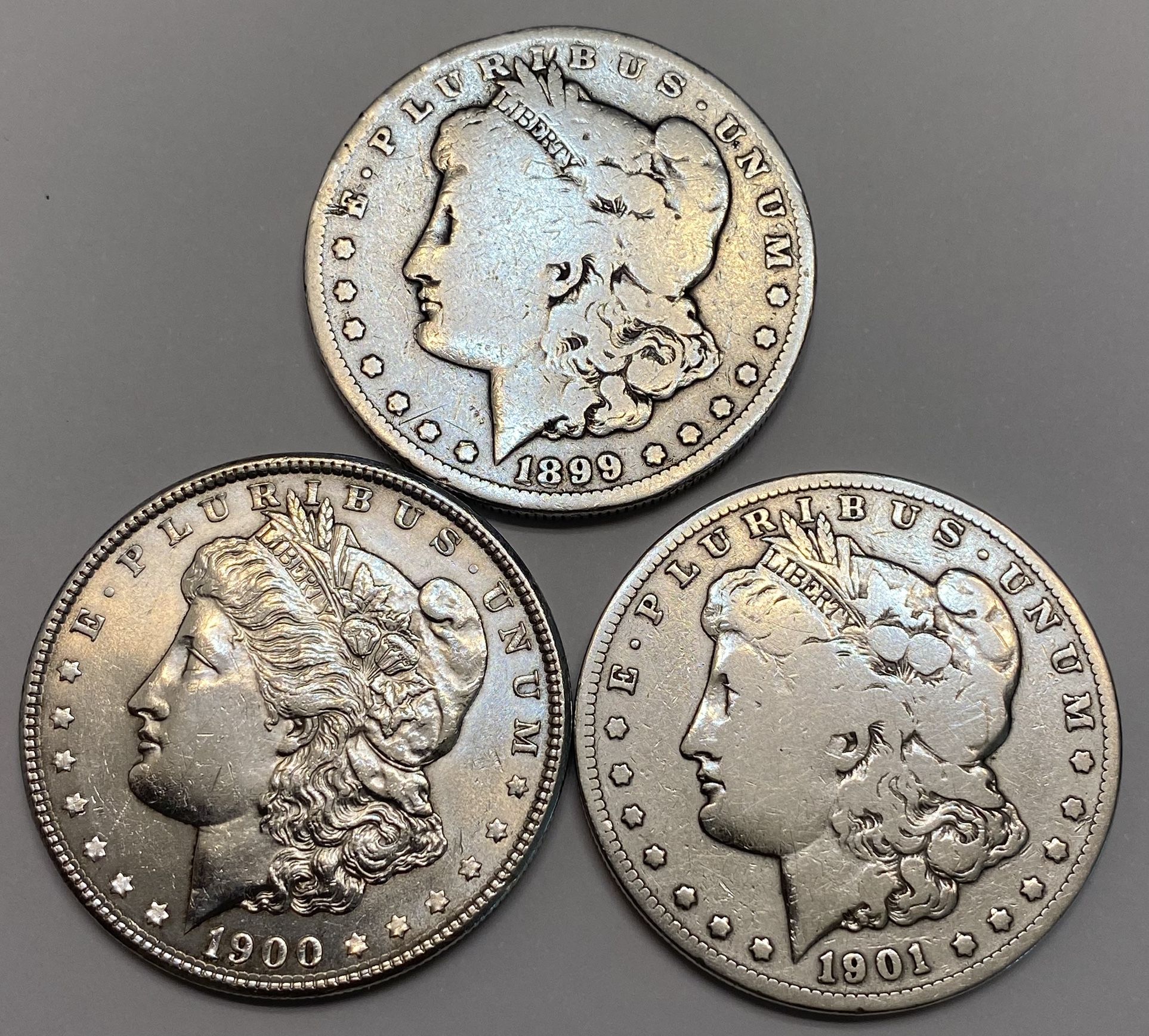 1899-O, 1900-P & 1901-S MORGAN SILVER DOLLARS