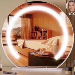 Vanity Mirror with Lights,Round Light Up Makeup Mirror for Dressing Table, Desk, Bathroom, Bedroom Touch Screen Control, 3 Colors Dimmable LED Table M