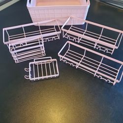 Pink Bathroom Shelves And Basket Organizers
