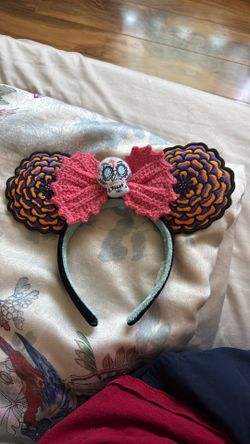 2022 Disney Park's Coco Dia De Los Muertos Crochey Minnie Mouse Ears Headband
