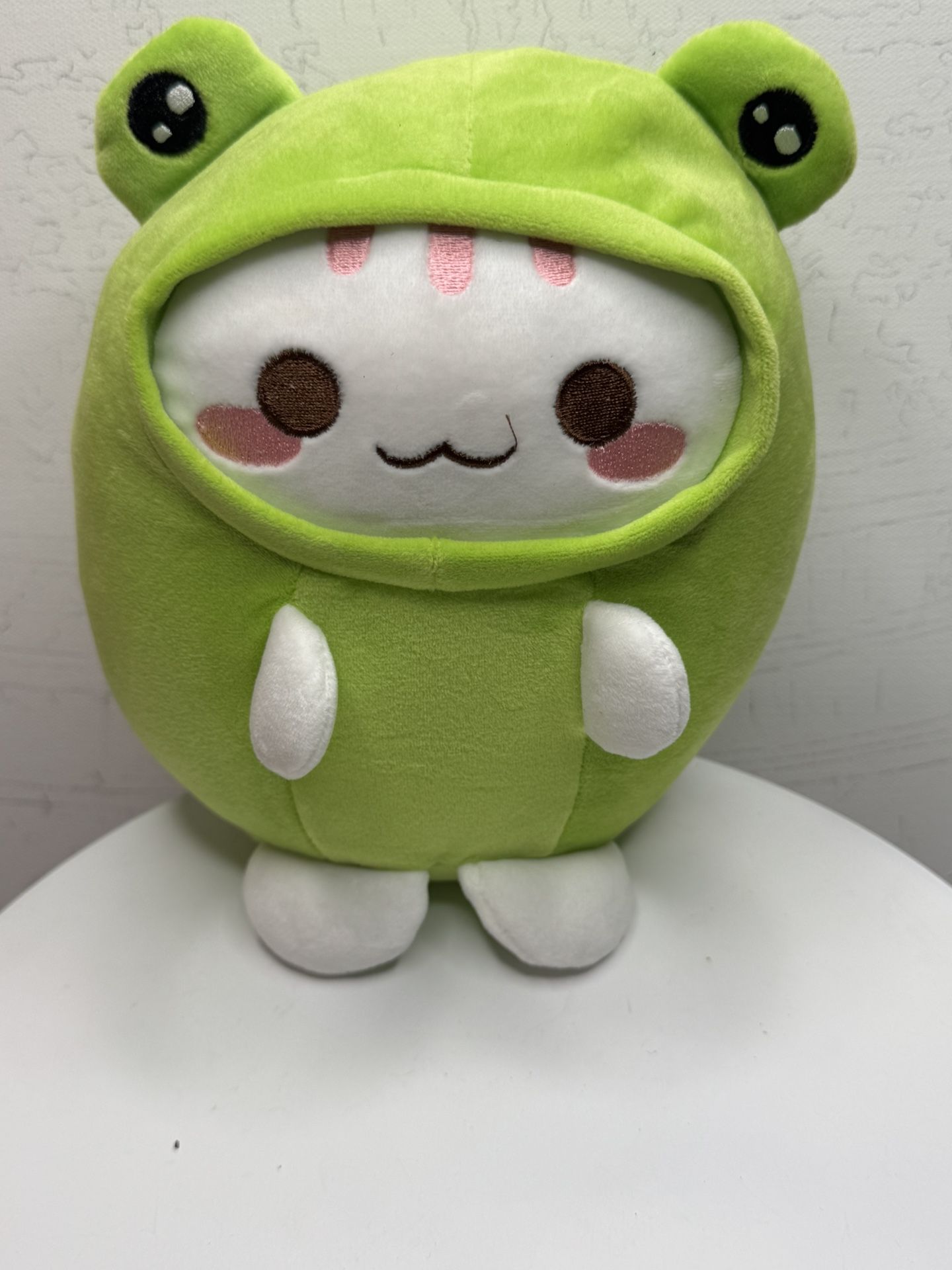 Cute Cat Frog Plush Pillow 8" Kitten Frog Stuffed Animal, Soft Kawaii Cat Plushie with Frog Outfit Costume Gift for Kids