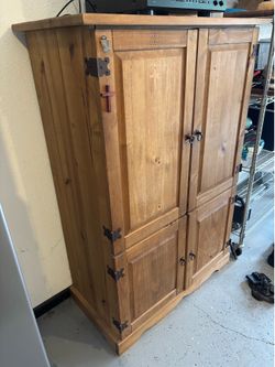 Rustic Solid Wood Entertainment / Storage Cabinet – $195 OBO