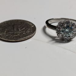 Moissanite VVS Blue Ring/Band Size 7, Sterling Silver 925 