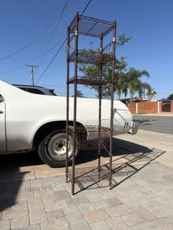 INDUSTRIAL METAL STORAGE RACK w/ HOOKS + BASKET – SUPER STURDY – $25
