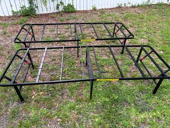 2 Bed Frame Foldable Metal Platform Sturdy Steel- Twin