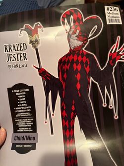 Krazed Jester Kids Halloween Costume Medium
