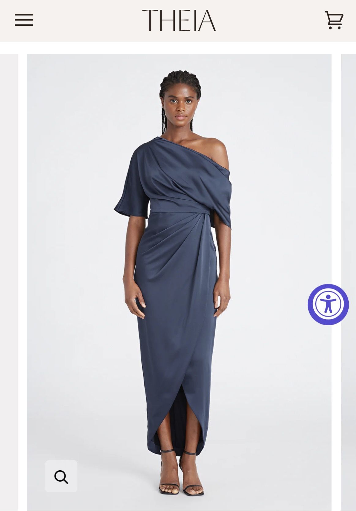 Theia Rayna One Shoulder Draped Gown size 14