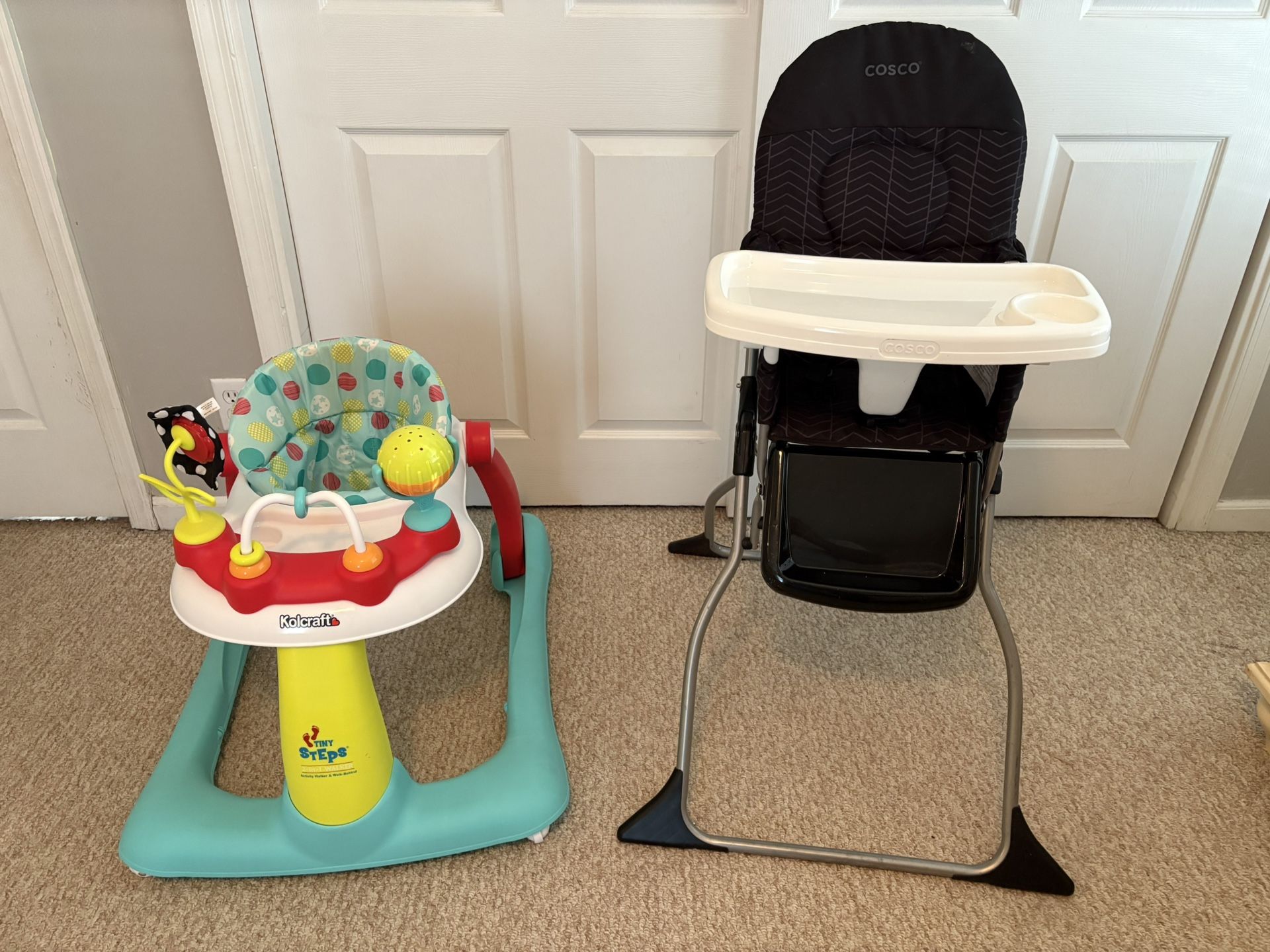 Cosco Folding High Chair & Kolcraft Tiny Steps Walker