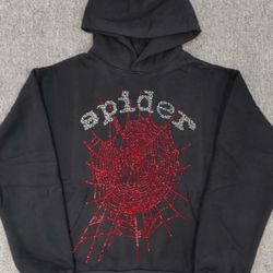 Spider Rhinestone Hoodie - Black