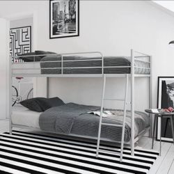  Small Spaces Twin-over-Twin Low Profile Junior Bunk Bed, Silver 