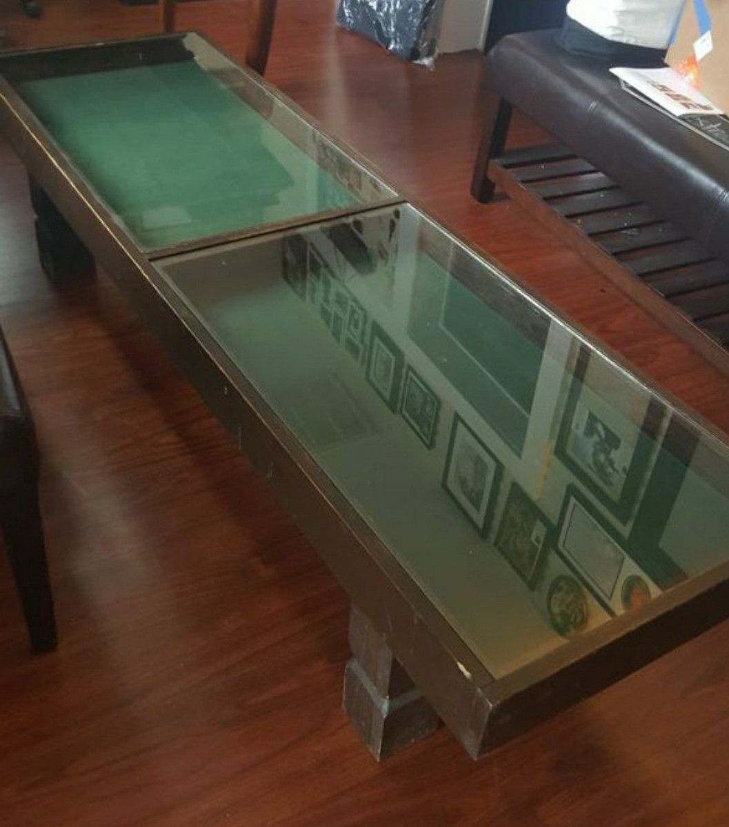 Coffee table antique glass top