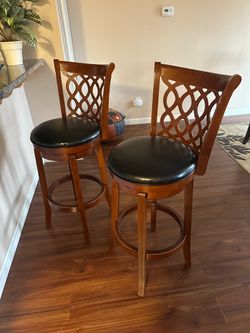 Set of 2 Swivel Bar Stools with Back