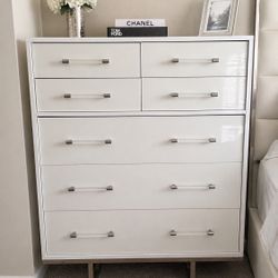 Modern White High Gloss Chest Dresser