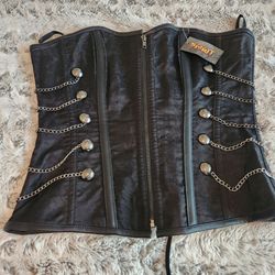 Spirit Black Brocade Corset with Chain Detail