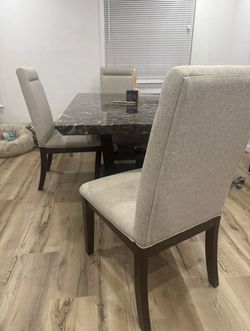 Marble Dining Table & 4 Chairs Set | 64” | Originally $1,200