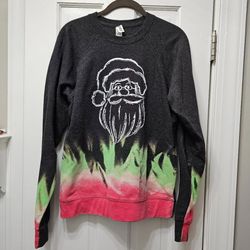 🎅 Custom Bleach Tie-Dye Santa Graphic Christmas Crewneck Sweatshirt