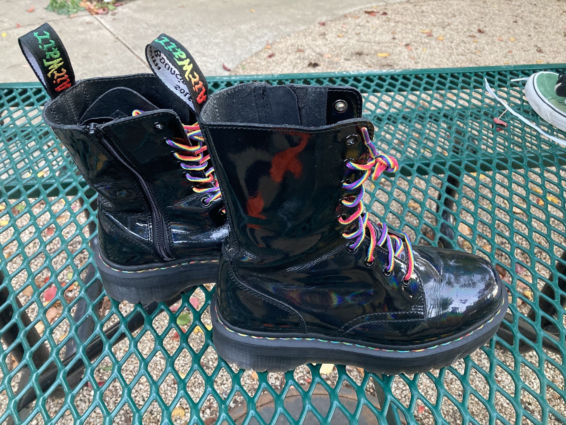 Dr Martens Jadon Hi Rainbow Patent Platform Boot US Men’s 9 Women’s 10