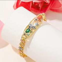 Bracelet,for good luck, with crystals and zirconia, 18k gold plated/Pulsera, para la buena suerte, con cristales y circonitas, bañada en oro de 18k