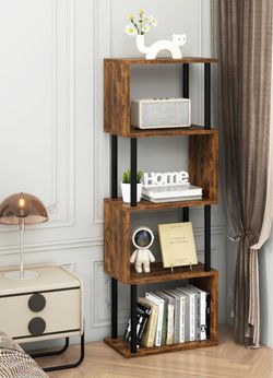 5-Tier Bookshelf with Metal Frame