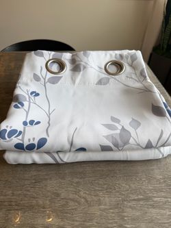 Blue Leaves Curtains 95 Inch Length