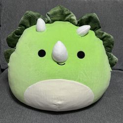 Tristan The Green Triceratops Squishmallows 16" Rare Plush Kellytoy
