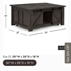 Lift Top Rolling Table Coffee Table Cocktail Table 