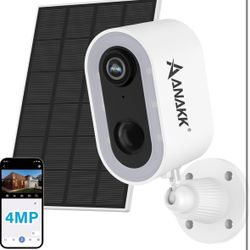 4MP Wireless Security Camera Solar ， Outdoor/Indoor WiFi Home Surveillance 24/7 Recording Motion Detection Color Night Vision Two-Way Voice （Can be Us