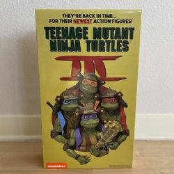 NECA TMNT 3 ACTION FIGURES NINJA TURTLES 3 ACTION FIGURES VHS BOX 4-PACK