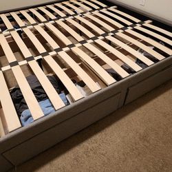 King Sized Bed Frame With Pullout Drawers
