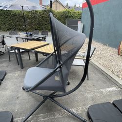 Dark Gray Swing Chair w/ Stand & Cushion