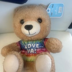 Hallmark Love Ya! Plush Teddy Bear 8" Tie Die Rainbow b01