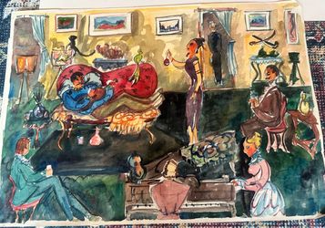 50 ORIGINAL MID-CENTURY WATERCOLORS — ELISE BERKMAN — EARLY 1960s — COMPLETE ARTIST COLLECTION