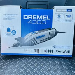 Dremel 4300 Series 1.8 Amp Variable Speed Corded Rotary Tool Kit w/ Mounted Light, 40 Accessories, 5 Attachments, Carrying Case