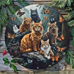 Enchanted Forest Feline Circle Plaque