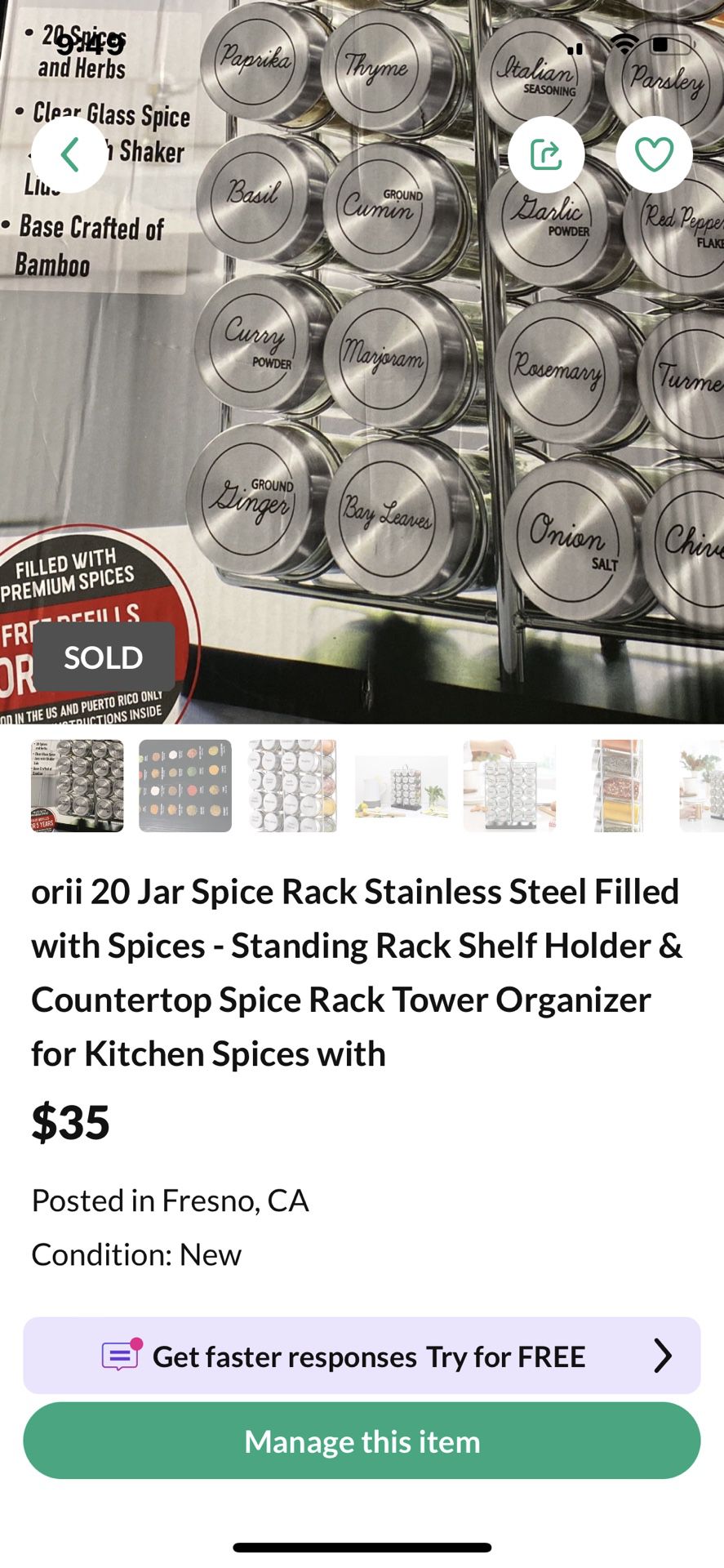 orii 20 Jar Spice Rack Stainless Steel Filled with Spices - Standing Rack Shelf Holder & Countertop Spice Rack Tower Organizer for Kitchen Spices with